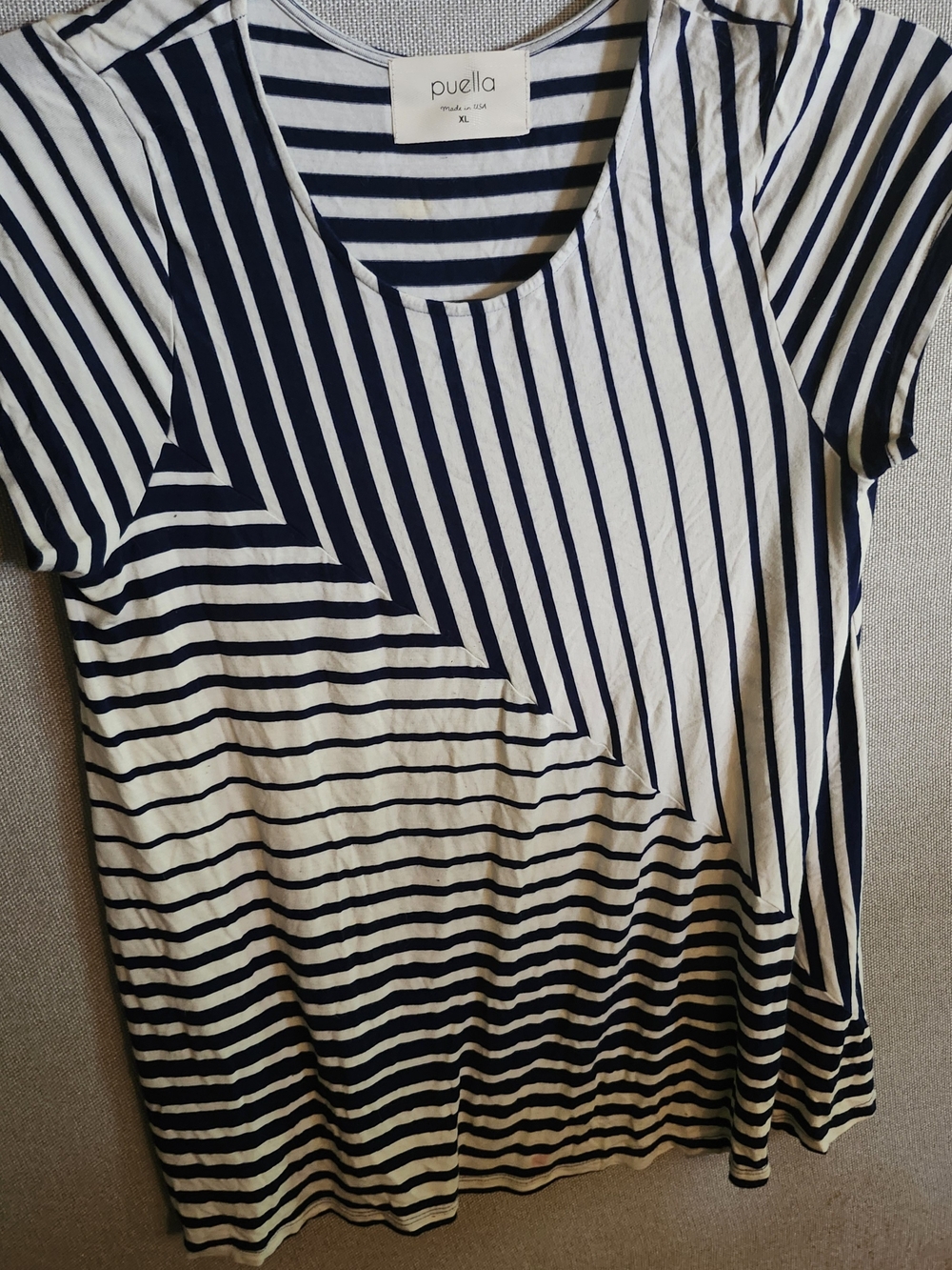 Puella Navy & White Striped Short Sleeve Tee